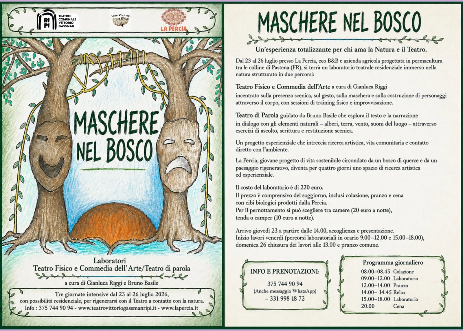 Maschere nel bosco - Laboratorio teatrale residenziale